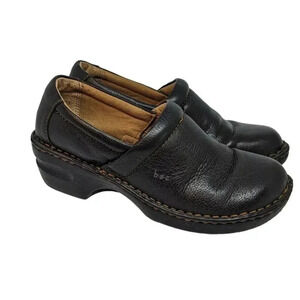BOC Born Concept Womens Black Leather Slip On Clogs Size 9 or 40.5 Comfort Shoes